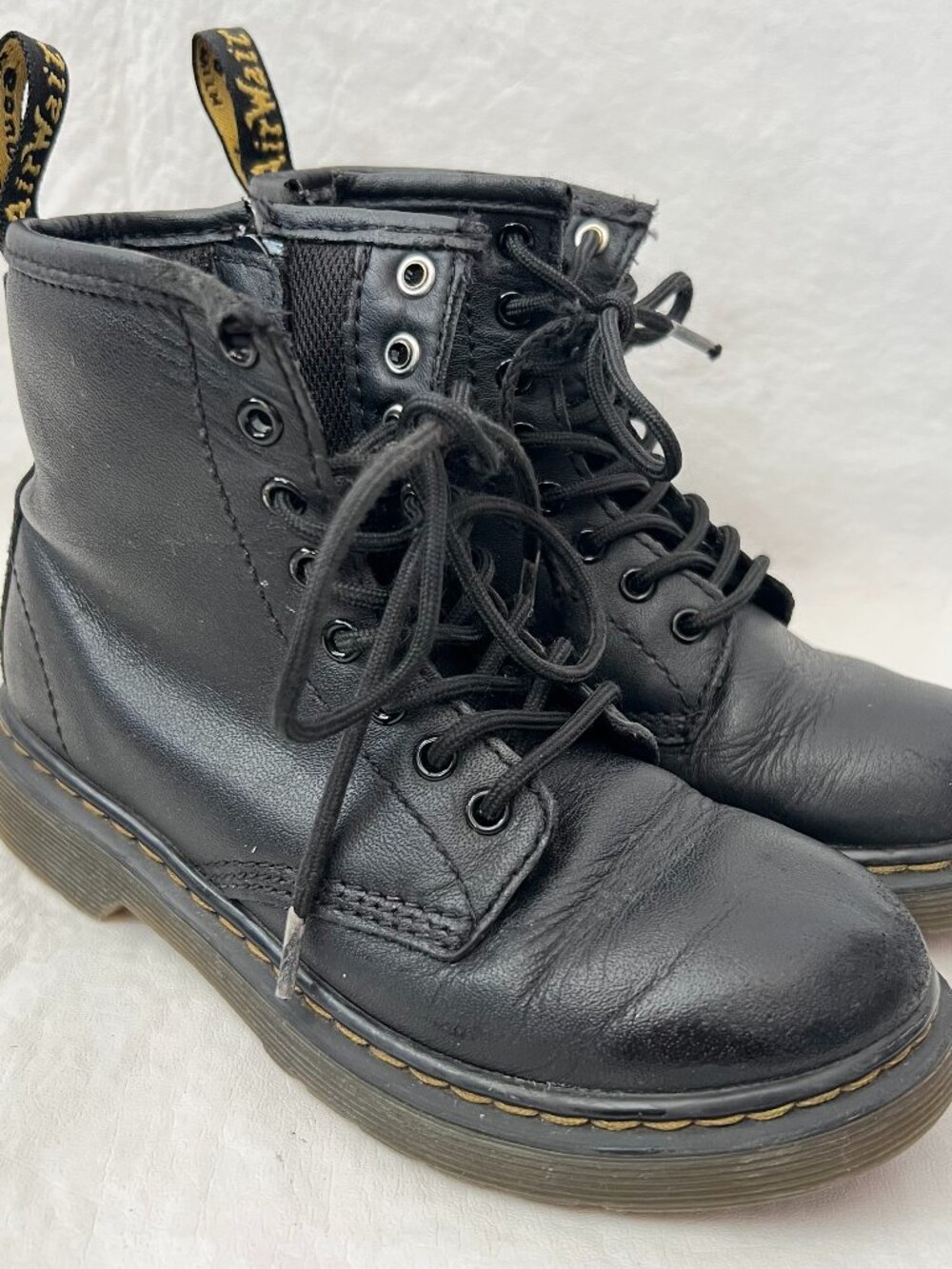 Dr Martens Boots 1460 J black leather lace up zip kids size 13 docs combat